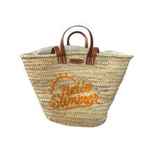 Load image into Gallery viewer, Panier brodé Summer en palme et cuir