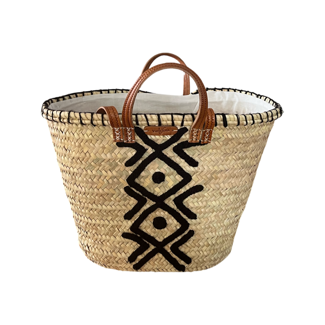 Panier Berbère en palme et cuir